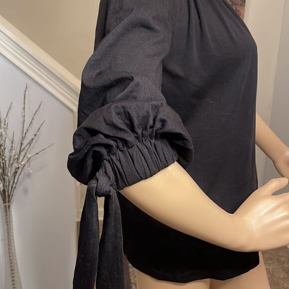 🍑 Michael Kors Off-The-Shoulder Tie-Sleeve Peasant Top - Picture 3 of 6